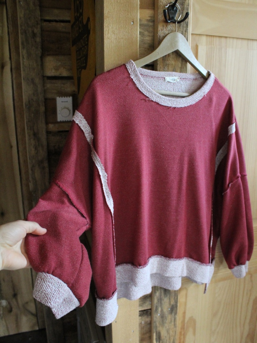 i.Her Oversized Red Long Sleeve Sweater